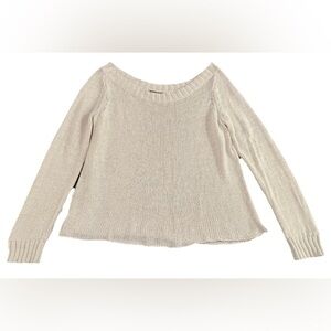 Wooden Ships Size M / L Off-the-Shoulder Cream Beige Sweater Lagenlook Slouchy